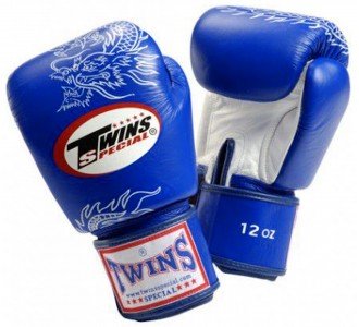 Боксерские перчатки Twins Special с рисунком (FBGV-6 blue-white)